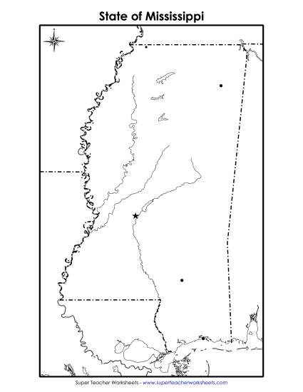 Maps - Mississippi Map (Blank Cities) Maps - Mississippi Map (Blank Cities)