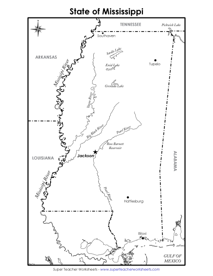 Maps - Mississippi State Map (Labeled) Maps - Mississippi State Map (Labeled)