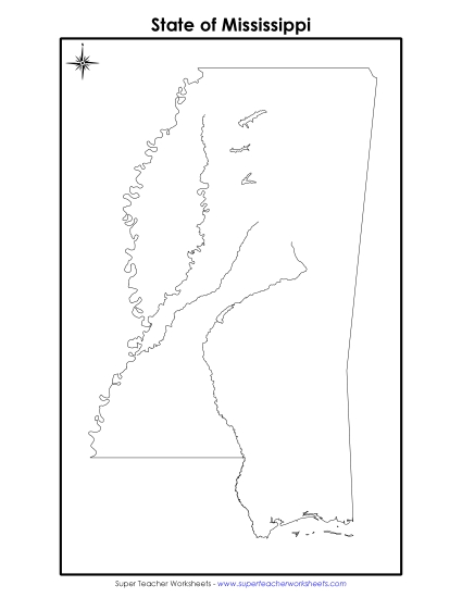 Maps - Mississippi State Map (No Bordering States) Maps - Mississippi State Map (No Bordering States)