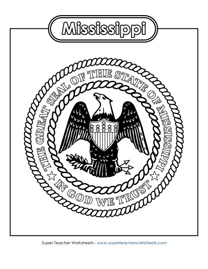 Flags & Seals - Mississippi State Seal (Black & White)