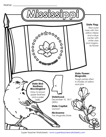 Symbols - Mississippi State Symbols Coloring Page Symbols - Mississippi State Symbols Coloring Page