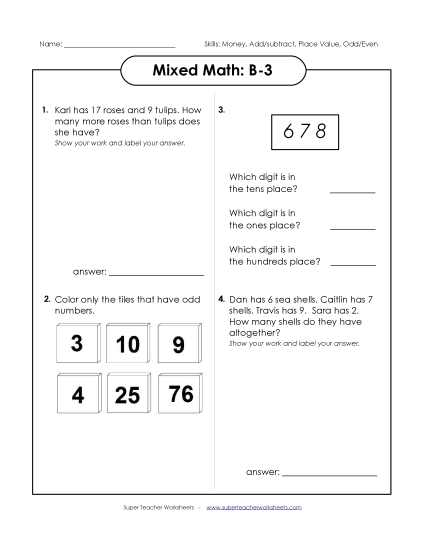 Mixed Math (Level B: Grade 2) - Mixed Math: B3