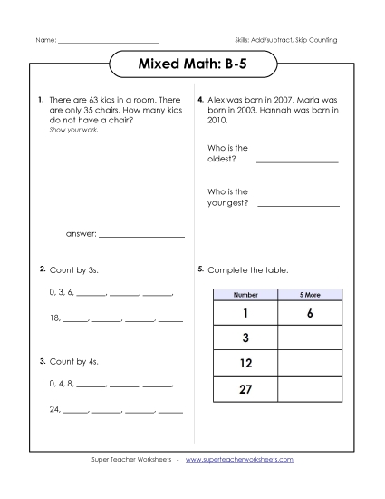 Mixed Math (Level B: Grade 2) - Mixed Math: B5 Mixed Math (Level B: Grade 2) - Mixed Math: B5