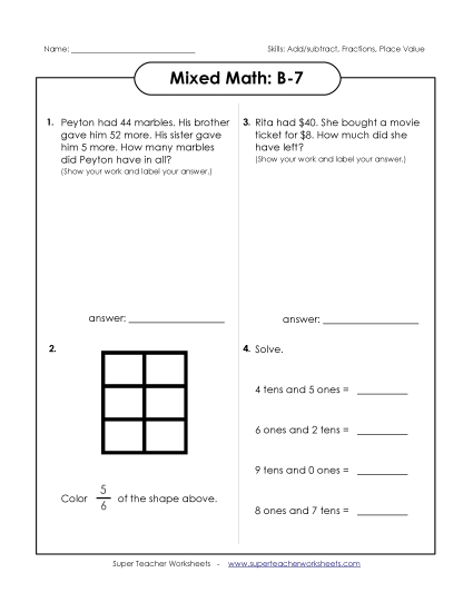 Addition - Mixed Math: B7 Addition - Mixed Math: B7