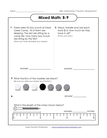 Addition - Mixed Math: B9