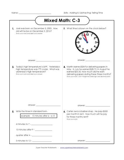 Subtraction - Mixed Math: C3 Subtraction - Mixed Math: C3