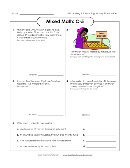 Subtraction - Mixed Math: C5 Subtraction - Mixed Math: C5
