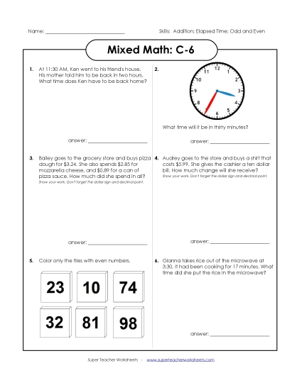 Subtraction - Mixed Math: C6 Subtraction - Mixed Math: C6
