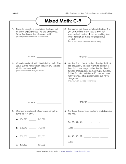 Subtraction - Mixed Math: C9