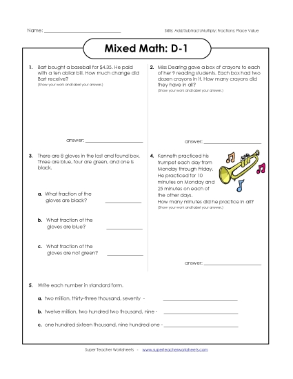 Mixed Math (Level D: Grade 4) - Mixed Math: D1