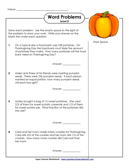 Word Problems Mixed Math Skills - Mixed Math Word Problems (Level D)