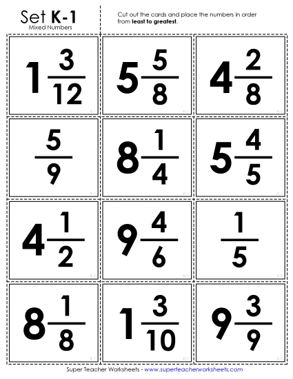 Ordering and Comparing Mixed Numbers - Mixed Numbers: Card Sort Game