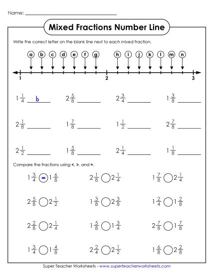 Fractions and Decimal Number Lines - Mixed Numbers Fractions and Decimal Number Lines - Mixed Numbers