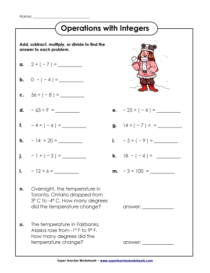 Mixed Operations - Mixed Operations w/ Integers