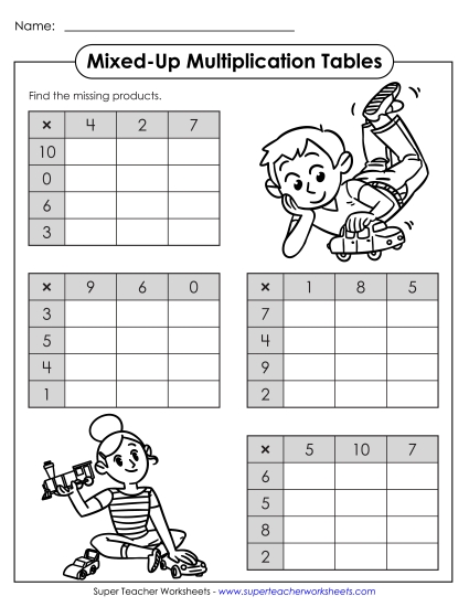 Multiplication Tables (Multiplication Charts) - Mixed-Up Multiplication Tables (Missing Products) Multiplication Tables (Multiplication Charts) - Mixed-Up Multiplication Tables (Missing Products)