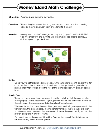 Games, Puzzles, Task Cards - Money Island Board Game