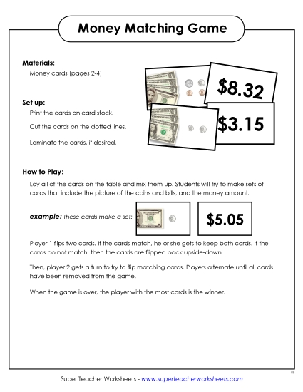 Amounts Up to $12 - Money Matching Game Amounts Up to $12 - Money Matching Game