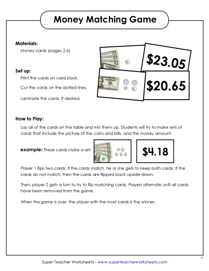 Amounts Up to $50 - Money Matching Game Amounts Up to $50 - Money Matching Game