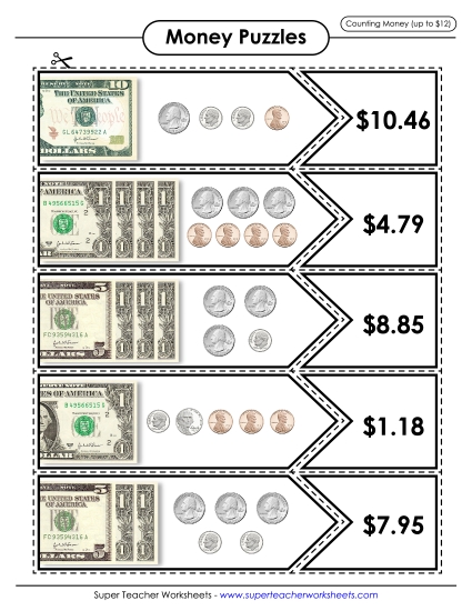 Amounts Up to $12 - Money Matching Puzzle (Up to $12) Amounts Up to $12 - Money Matching Puzzle (Up to $12)