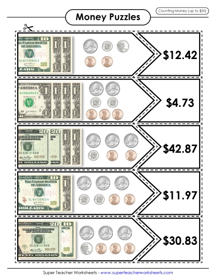 Amounts Up to $50 - Money Matching Puzzle (Up to $50)