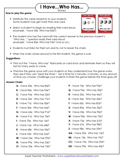 Math - Money (USA - up to $1)