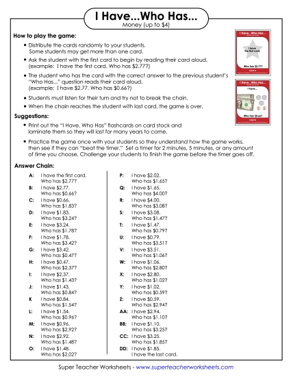 Math - Money (USA - up to $4)