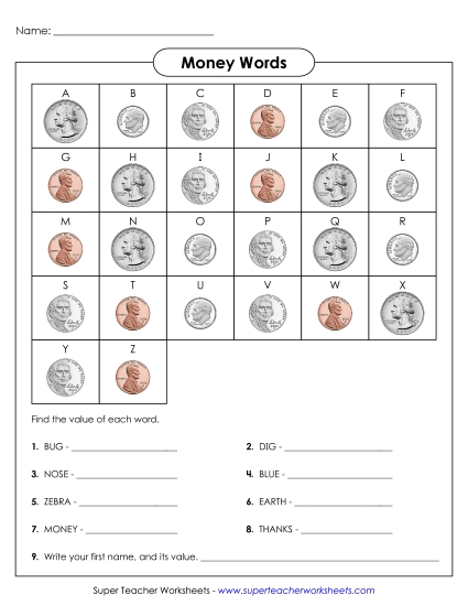 Coins Only (No Bills) - Money Words Game - 1 Coins Only (No Bills) - Money Words Game - 1