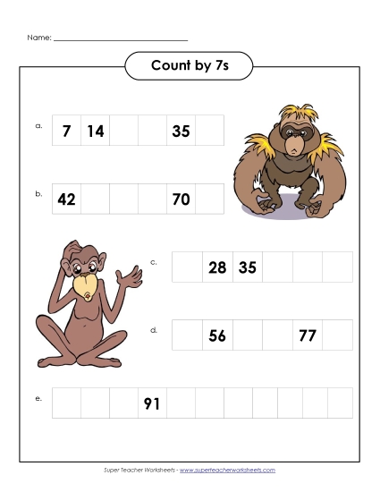 Skip Count by 7s - Monkey Counting