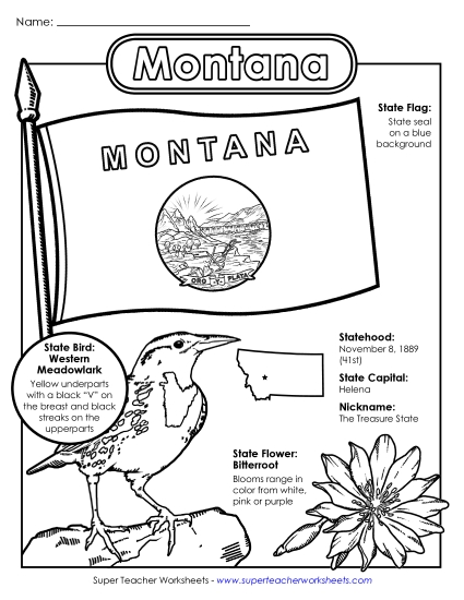 Symbols - Montana State Symbols Coloring Page