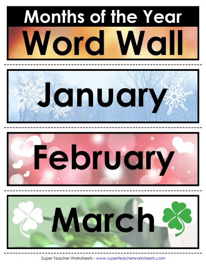 Pocket Chart Word Wall Words - Months of the Year Pocket Chart Word Wall Words - Months of the Year
