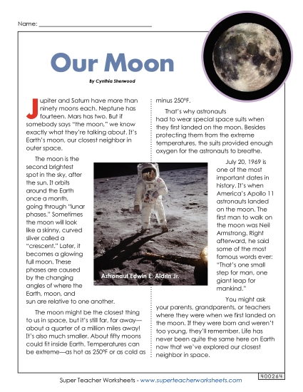 Articles with Questions - Moon Article & Questions