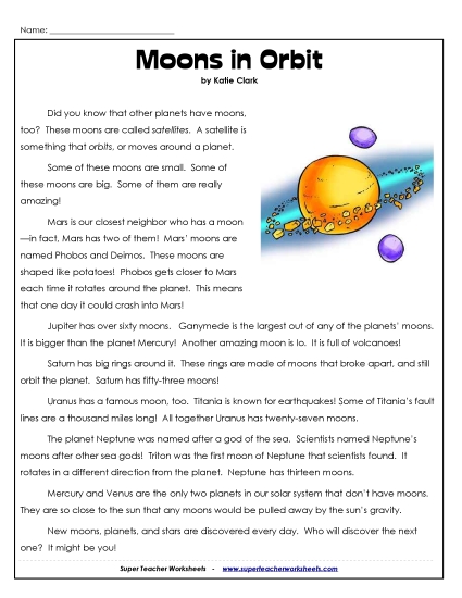 Articles with Questions - Moons Article & Questions