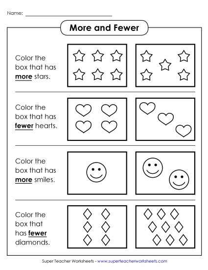 Comparing Numbers - More and Fewer Comparing Numbers - More and Fewer