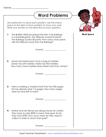 3-Digit Subtraction - More Subtraction Word Problems (2 & 3 digits)