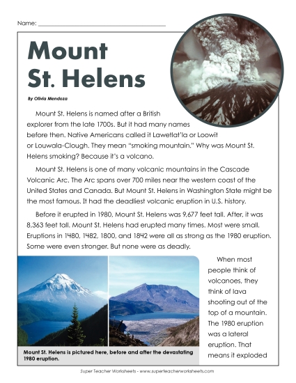 Nonfiction Articles - Mount St. Helens