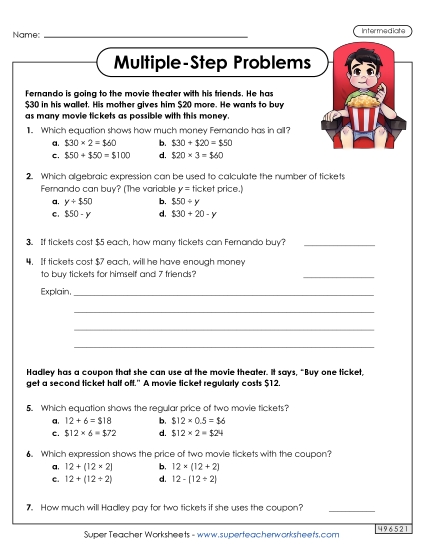 Intermediate (Grades 3 - 4) - Movie Theater Math