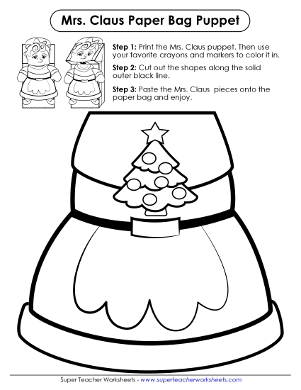 Paper Bag Puppets - Mrs. Claus Paper Bag Puppet Paper Bag Puppets - Mrs. Claus Paper Bag Puppet