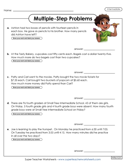 Intermediate (Grades 3 - 4) - Multiple Step, Intermediate #1