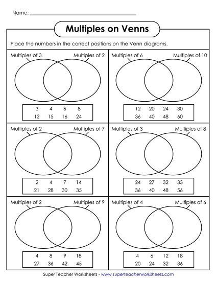 Level: Basic Grades 3-5 - Multiples on Venns Level: Basic Grades 3-5 - Multiples on Venns