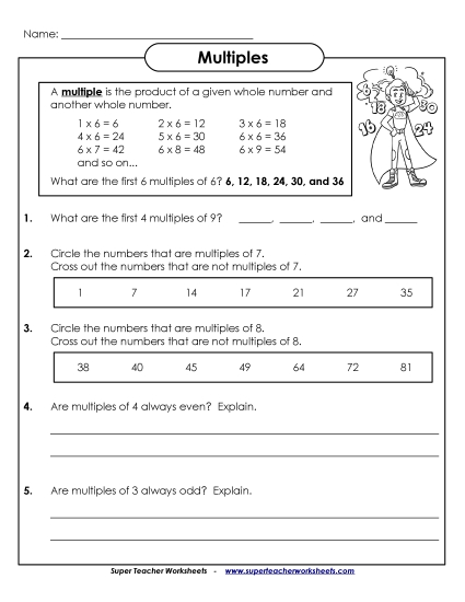 Worksheets - Multiples Worksheet Worksheets - Multiples Worksheet