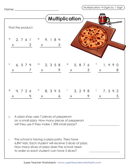 4-Digit Times 1-Digit Worksheets - Multiplication: 4-Digit by 1-Digit 4-Digit Times 1-Digit Worksheets - Multiplication: 4-Digit by 1-Digit