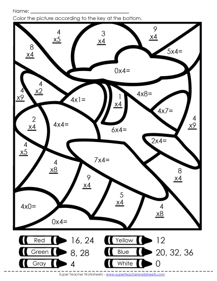 Multiplication - Multiplication: Airplane (4s Only)