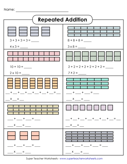 Worksheets and Games - Multiplication as Repeated Addition: Boxes Worksheets and Games - Multiplication as Repeated Addition: Boxes