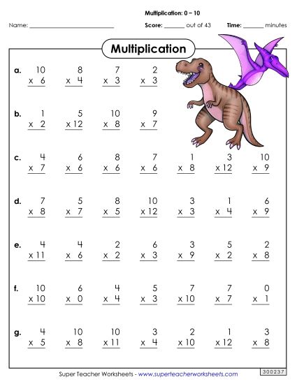 Sample Worksheet Images - Multiplication Basic Facts 0 - 10 Sample Worksheet Images - Multiplication Basic Facts 0 - 10