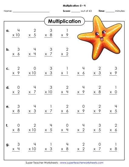 Multiplication Drills - Multiplication Basic Facts 0 - 4 Multiplication Drills - Multiplication Basic Facts 0 - 4