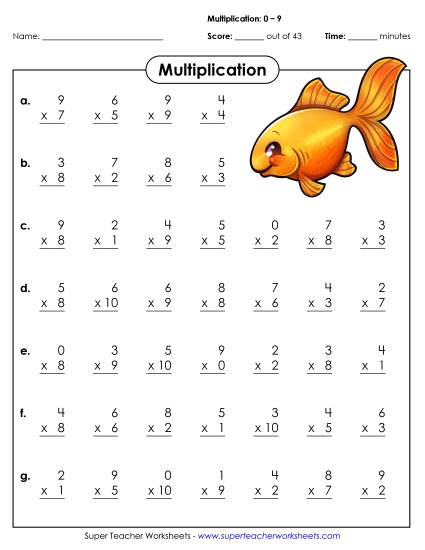 Multiplication Drills - Multiplication Basic Facts 0 - 9 Multiplication Drills - Multiplication Basic Facts 0 - 9
