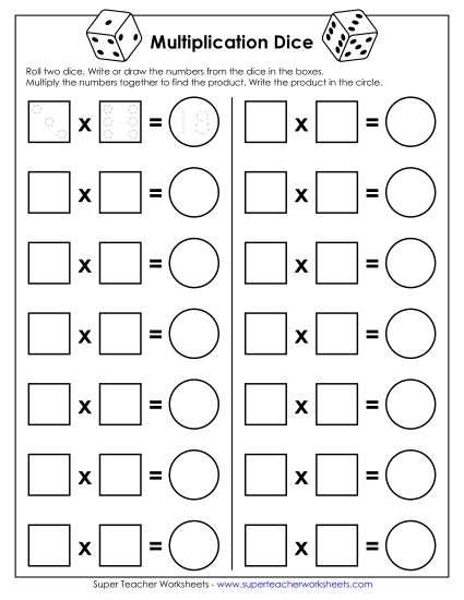 Worksheets and Games - Multiplication Dice Game (1 Player) Worksheets and Games - Multiplication Dice Game (1 Player)