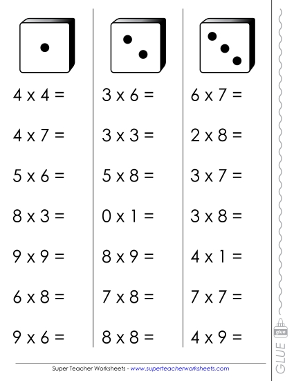 Worksheets and Games - Multiplication Fluency Dice Worksheets and Games - Multiplication Fluency Dice