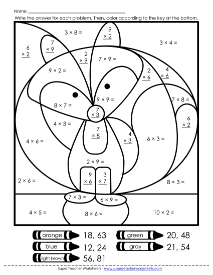 Multiplication - Multiplication: Fox (0-9)