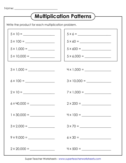 Multiplication Patterns - Multiplication Patterns Multiplication Patterns - Multiplication Patterns